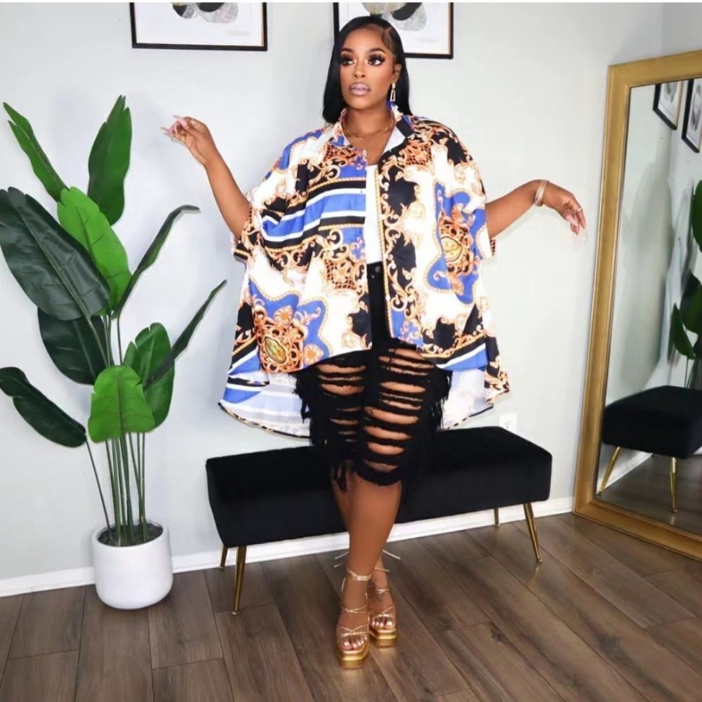 Women's Floral Button Down Shirt Dresses Casual Oversized Long Sleeve Button‎ up